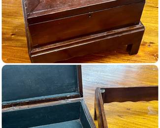 Vintage Felt-Lined Mahogany Box with Stand 