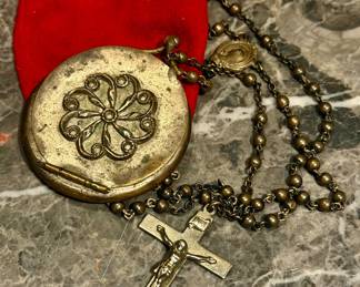 Sterling rosary with purse 1880s