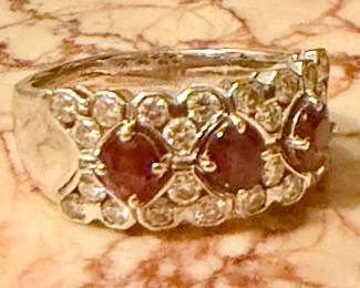 Men’s large antique Burmese ruby and diamond band in 18k