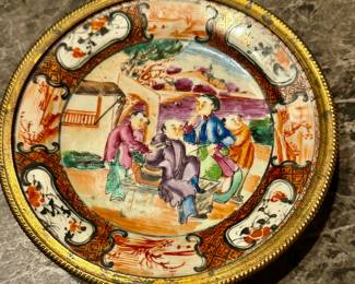 Circa 1870 familial plate in bronze frame