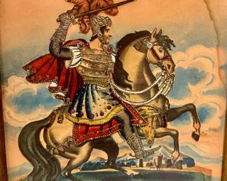 19th C Tinsel Print “The Blood Red Knight”