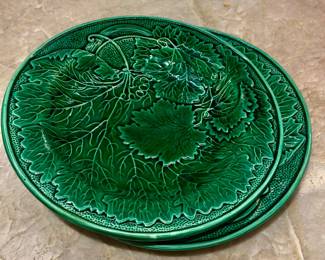 19th C ivy majolica plates