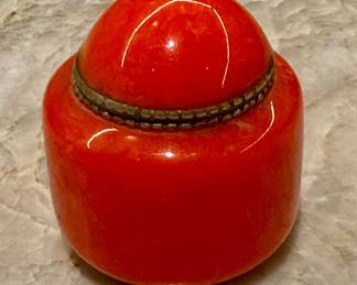 Antique Sterling and Baltic Amber snuff box