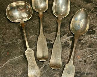 Coin silver serving spoons