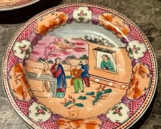 Pair antique late 1800s familial plates