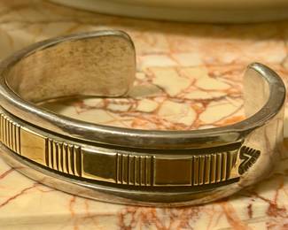 Huge Navajo cuff in SS & 14k