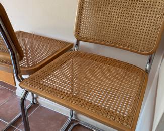 Mid Century Cane and Chrome Barstools