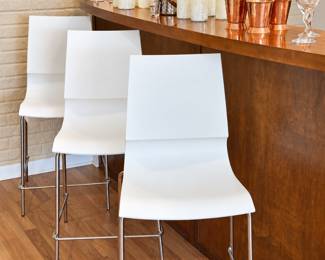 Millerknoll, white fiber, counter height, GiGi stools