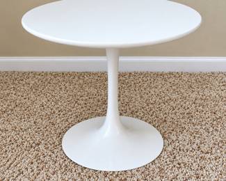 Saarinen white laminate tables ( 2 small, 1 large) small: 20" round x 15" H
