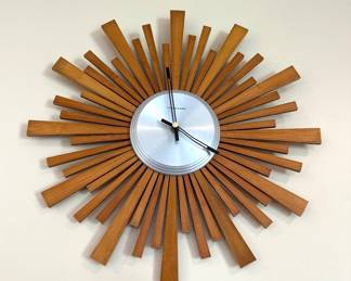 Mid-century modern style sunburst wall clock
