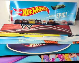 BB402 Hot Wheels, WWE and Lego Poster Display Store Signs