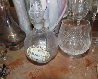 Vinatge Brandy decanter and glass.