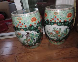 Two matching ceramic stools.
