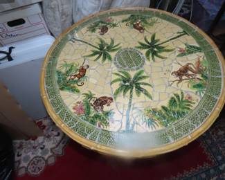 Monkey/palm tree tiled bistro table.