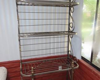 Brass and metal bakers rack.