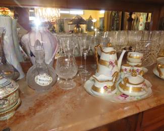 Vintage stemware and porcelain.