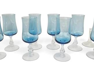 Fostoria Distinction Light Blue Glasses  Clear Glass Champagne Glasses  8 Each