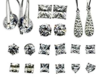 Sterling Silver CZ Earrings 19.27g