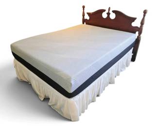 Dark Wood Arched Queen Bed With Gel Foam Mattress