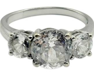 14k White Gold CZ Ring  Size 6 3.7g