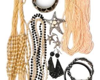 White And Black Beaded Costume Jewelry
