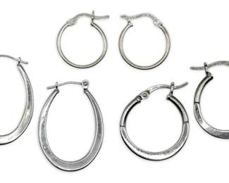 14k White Gold  Sterling Silver Earrings 4.5g