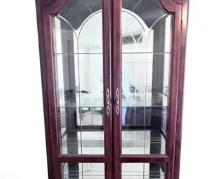 Traditional TwoDoor Wood  Glass Curio Display Cabinet