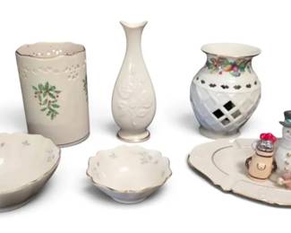 Lenox Porcelain Vases, Dishes, Snowman  More