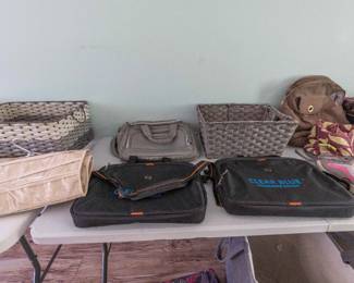 There is a nice selection of bags and baskets