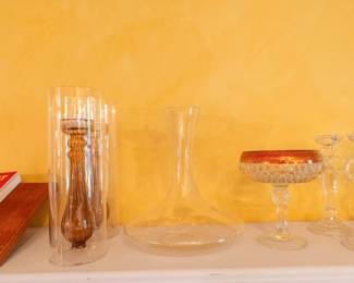 Glass vases and candle holders