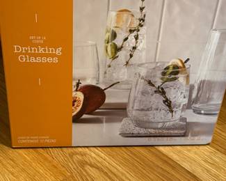 New inbox drinking glass set