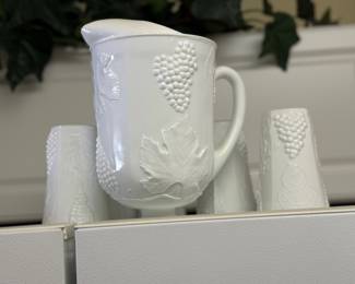 Milk, glass, pitcher, and glass set