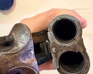 1800s double-barrel shotgun marked “Wm. Moore & Co.”,