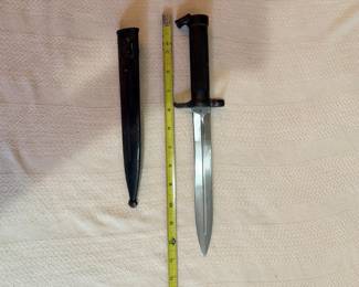 WWI-era Swedish Model 1896 bayonet with steel scabbard.