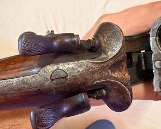 1800s double-barrel shotgun marked “Wm. Moore & Co.”,
