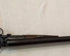1800s double-barrel shotgun marked “Wm. Moore & Co.”,