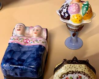 1. Limoge Trinket Box - Man & Women In Bed 2. Limoge Trinket Box - Ice Cream Sundae 3. Limoge Trinket Box - Purse