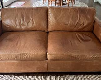 36. Crate & Barrel 2 Cushion Leather Sofa (64" x 35" x 34")