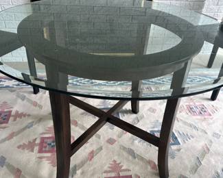 52. Beveled Glass Top  Dining Table w/ Wood Base (42" x 29.5")