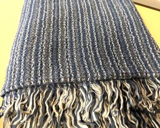 17. Handwoven Blue & Cream Throw