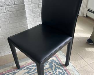 53. Set of 4 Black Leather Side Chairs 