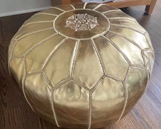 58. Gold Leather Pouf