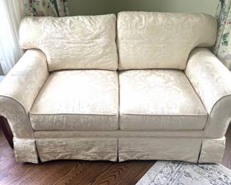 95. Century Furniture Cream Brocade 2 Cushion Sofa (66" x 37" x 35")