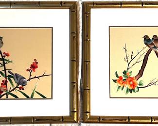 27. Pair of Silk Embroiderd Bird Artwork