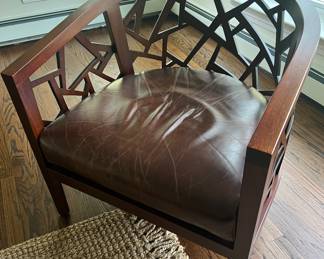 38. Crate & Barrel Ankara Lounge Chair w/ Leather Cushion (30" x 28" x 31")