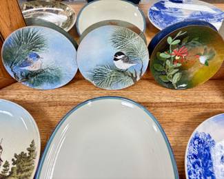 Three enameled copper plates by Brumm