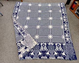 Beautiful jacquard coverlet made by Charles Adolph in Henry County, Indiana in 1862