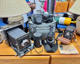 Selection of vintage cameras and lenses