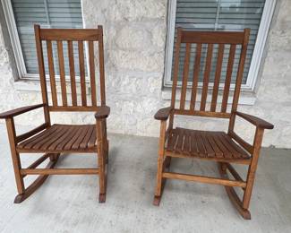 Mission-style wooden rocking chairs