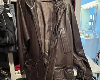 Men's Nautica brown leather jacket